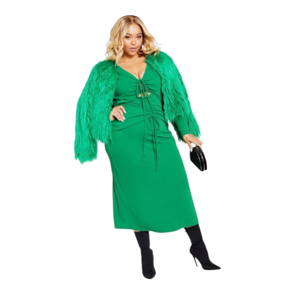 City Chic Blakely Maxi Dress XL Style‎  219709Jellybean Green Ribbed Stretch